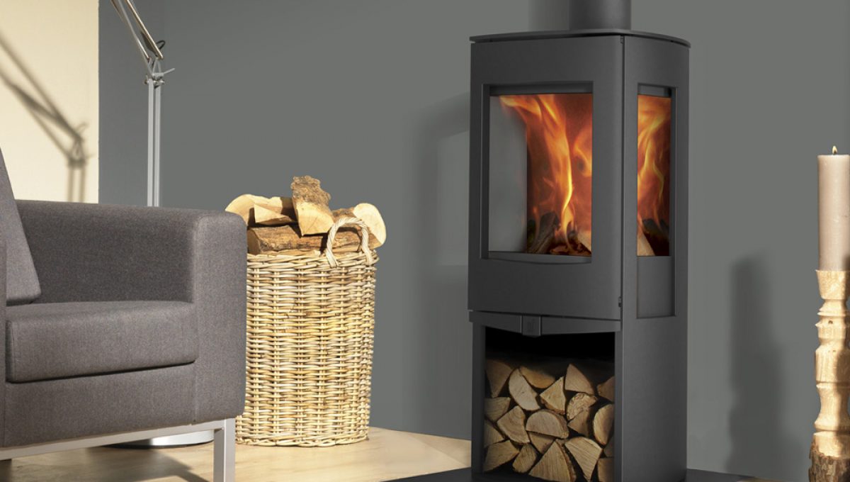 Poêle à Bois avec Rangement Bois Folke | Cheminées Viano
