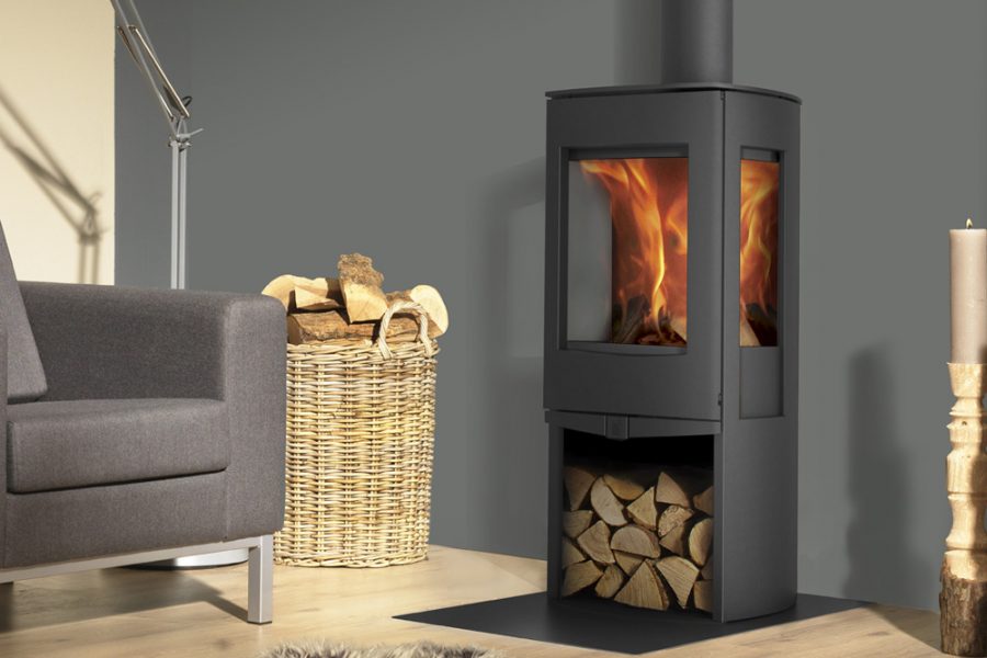 Poêle à bois avec rangement bois Folke
